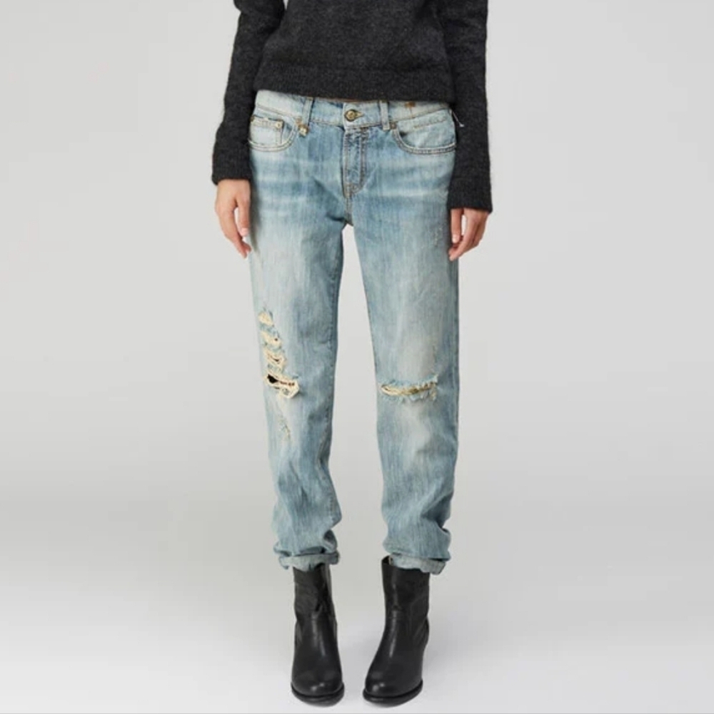 Rag & Bone Mercer II Handmade Goodyear Leather Slouchy Moto Boots Black 38.5 - Picture 15 of 15